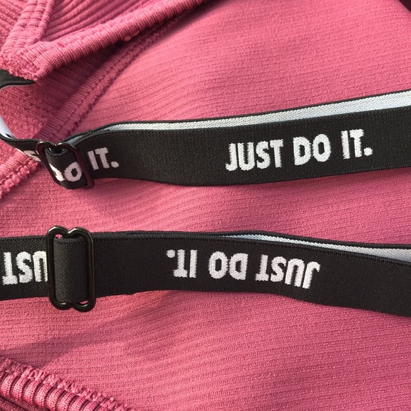 NWOT Nike JDI Plunge Back Ribbed Jumpsuit Pink - Picture 9 of 12